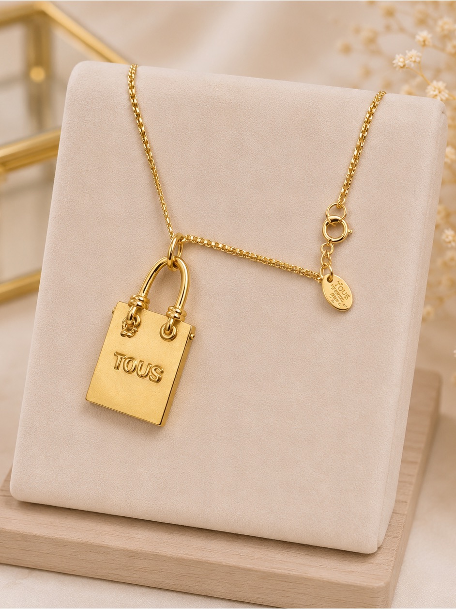 Gold Padlock Pendant Necklace Sterling Silver 925
